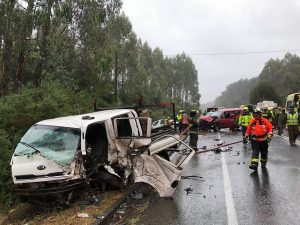 Accidente de tránsito en la ruta Paillaco Valdivia dejó cinco lesionados uno de ellos grave