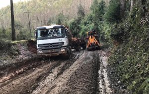 Denuncian mal estado de camino por paso de camiones forestales en sector Casablanca de Valdivia