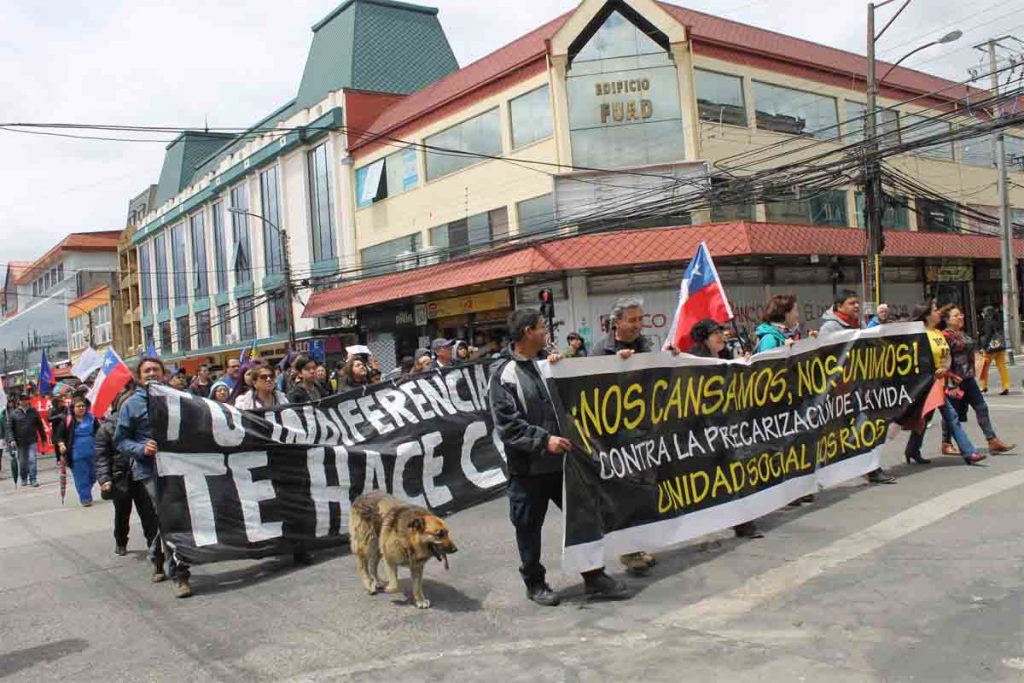 Huelga general: Distintas organizaciones se unieron para marchar por el centro de Valdivia