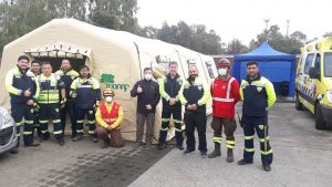 CONAF cedió carpa al SAMU de Valdivia para realizar cambios de ropa tras labores de desinfección