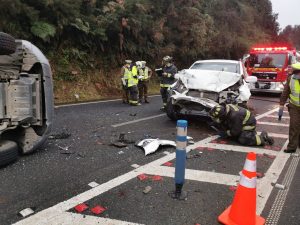 Cuatro lesionados dejó nuevo accidente en la ruta que une Valdivia con Paillaco