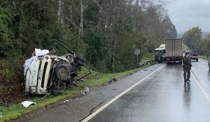 Choque entre camiones dejó a un conductor fallecido en la ruta Valdivia-Paillaco