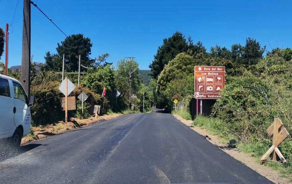 Completan renovación de asfalto en cuesta Los Molinos en Ruta Valdivia-Curiñanco